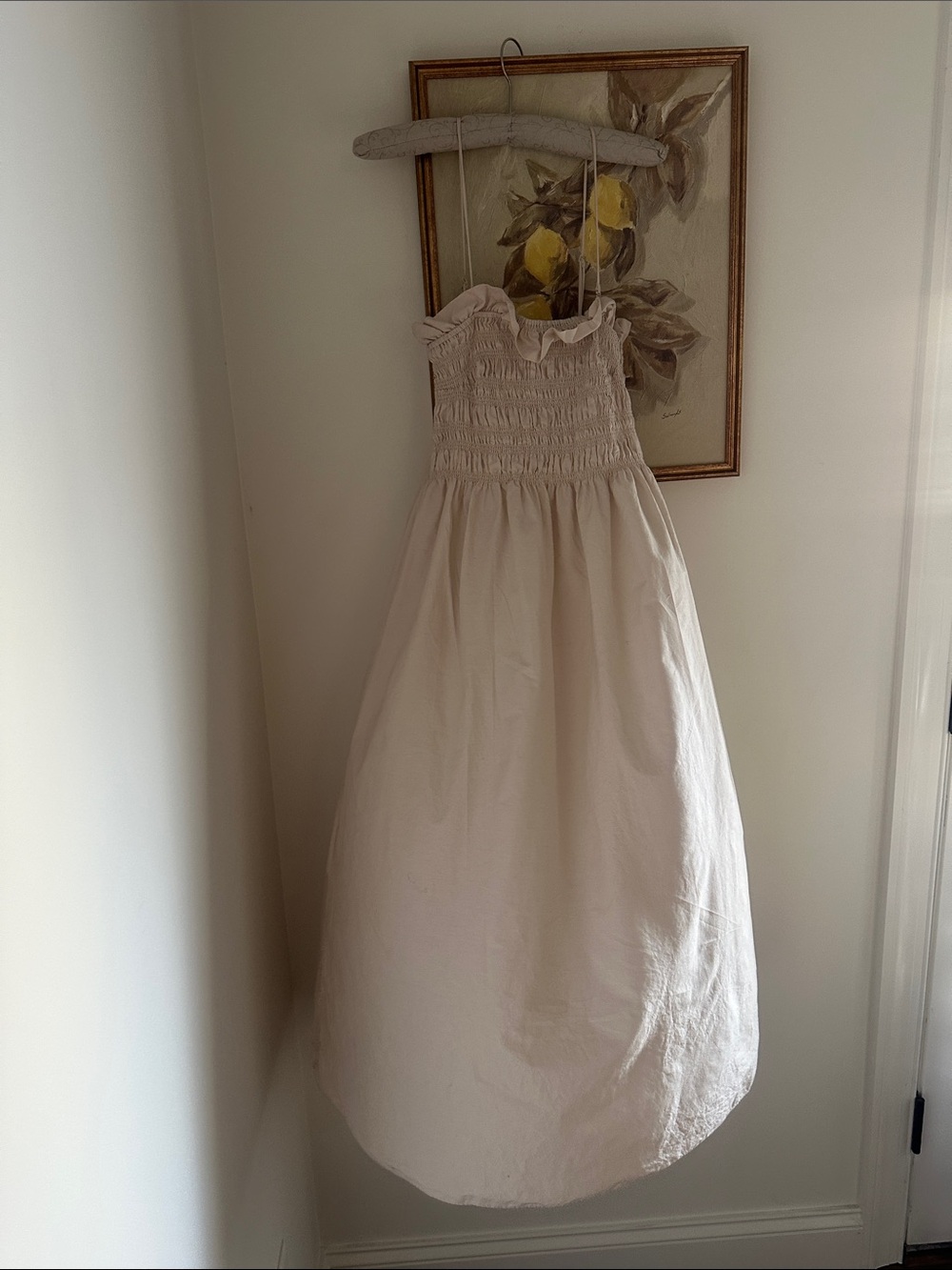 H&M Cream Smocked Maxi Dress | Removable Straps